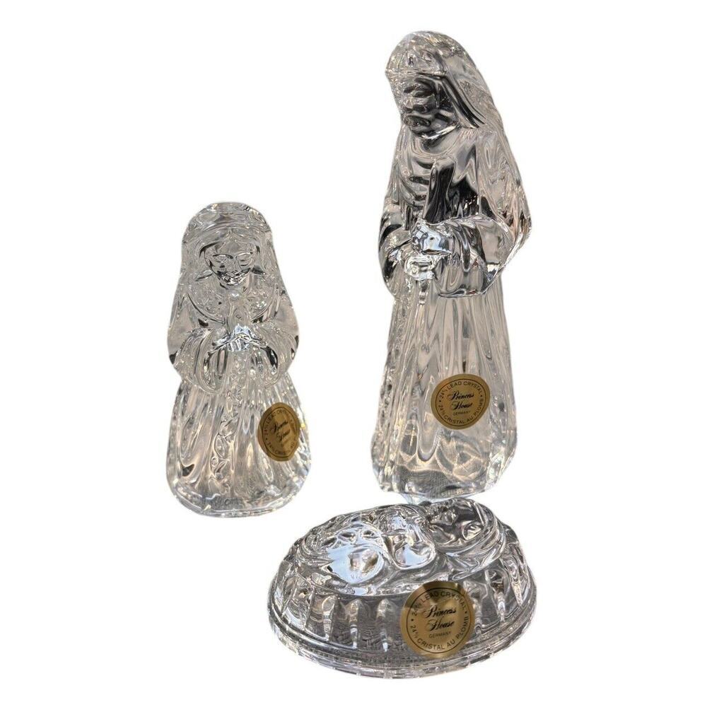 New Princess House Nativity 24% Lead Crystal Germany #887 Mary Joseph Jesus